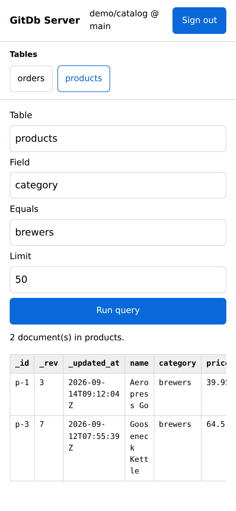 Filtering a collection on a phone